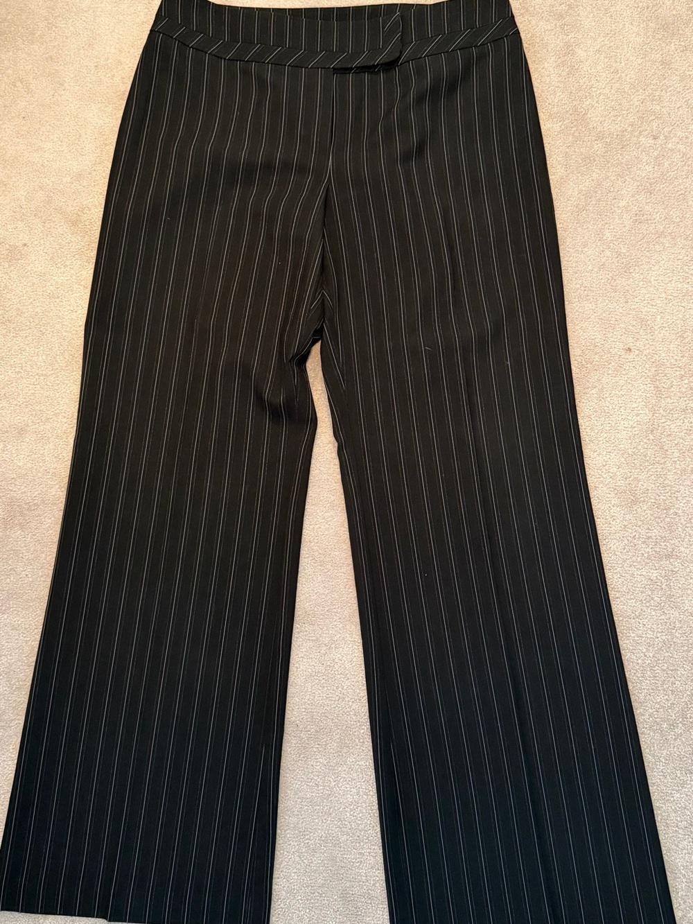 Marks & Spencer Black Pinstripe Wide Leg Trousers
